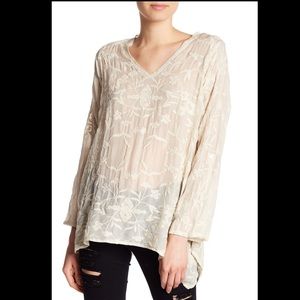 Johnny Was Embroidered Handkerchief Hem Blouse
